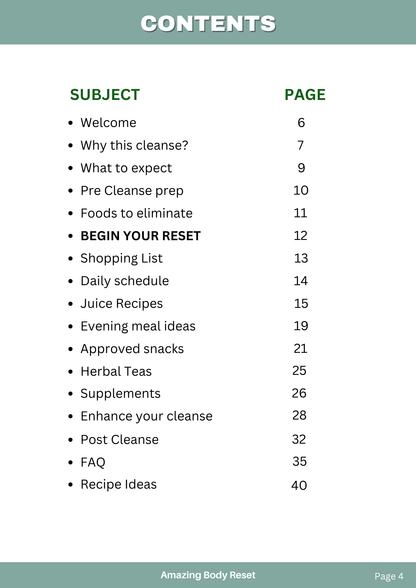 Amazing Body Reset - 5 Day Plan